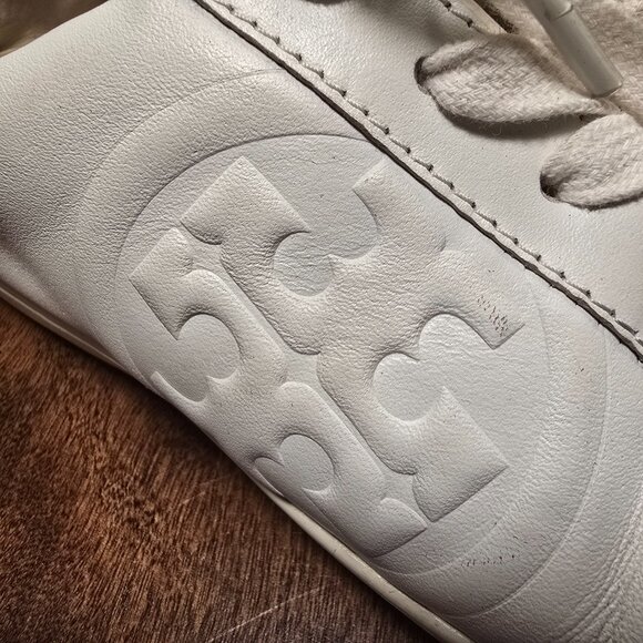 Tory Burch Women's Double T Howell Court Sneakers Size 8.5 M White Leather - Picture 15 of 16